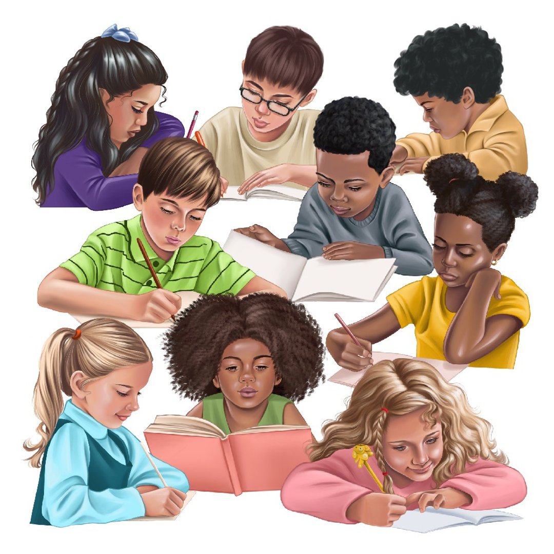Elementary Students clipart. Girls and boys png. Made to order - 插画/绘画/写字 - 其他材质 