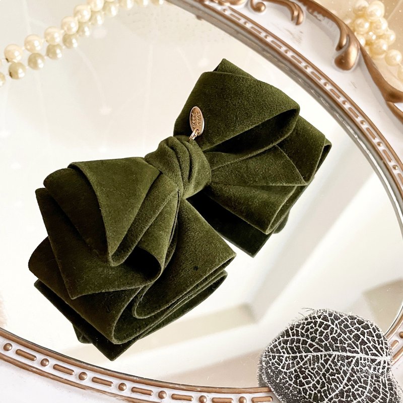 韩国绒蝴蝶结发夹 大肠圈 发圈 抓夹发梳 香蕉夹鲨鱼夹边夹马尾 - 发饰 - 其他材质 绿色