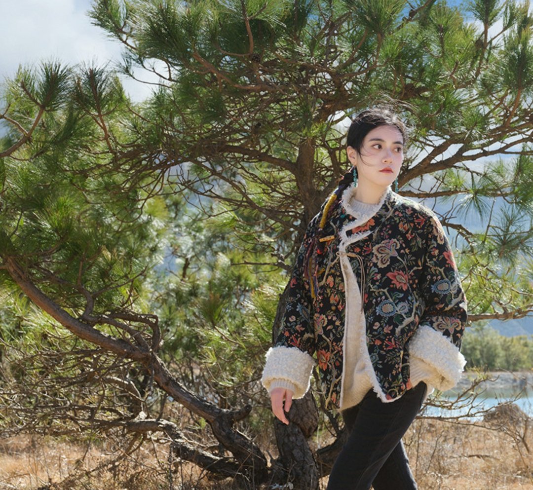 【宫廷油画】新中式复古藏风 羊羔毛棉服外套 - 女装休闲/机能外套 - 羊毛 多色