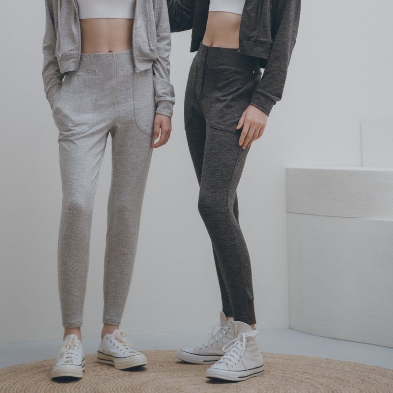 【MACACA】木质调:拉錬缩口 - BHE7022 乌木棕 - 女装长裤 - 聚酯纤维 咖啡色