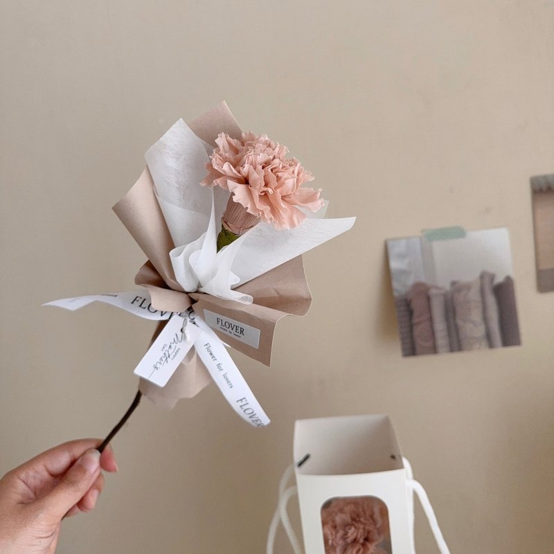 奶霜系列 单支康乃馨永生花束 - 干燥花/捧花 - 植物．花 