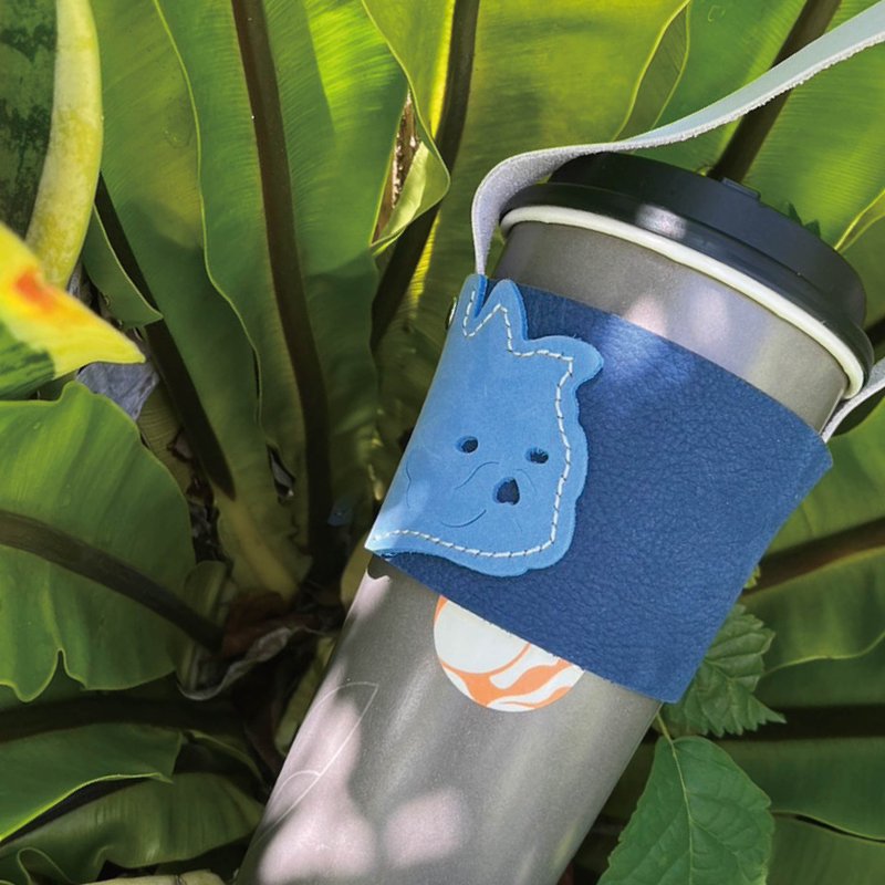 【与麦子们携手合作】环保手提真皮撞色杯套 第二弹 (狗派系列) - 随行杯提袋/水壶袋 - 真皮 多色