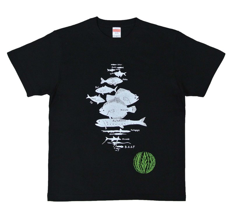 水深別お魚Tシャツ　Black メンズ - 男装上衣/T 恤 - 其他材质 黑色
