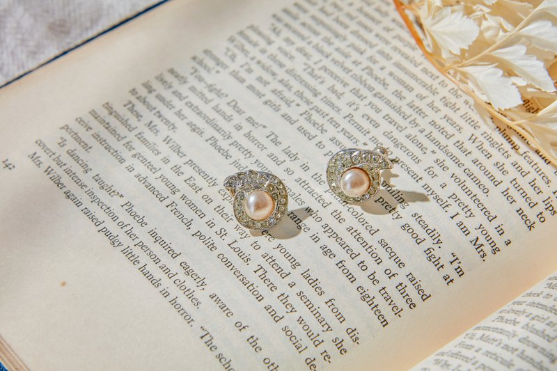 【美国带回 西洋古董饰品】1970年代复古饰品 水钻舞会 耳栓 - 耳环/耳夹 - 其他金属 