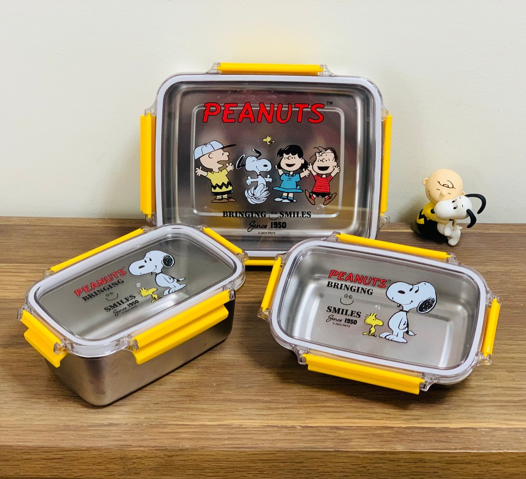 PEANUTS正版授权600ml/1000ml/1600ml不锈钢保鲜食物盒(单装) - 便当盒/饭盒 - 不锈钢 黄色