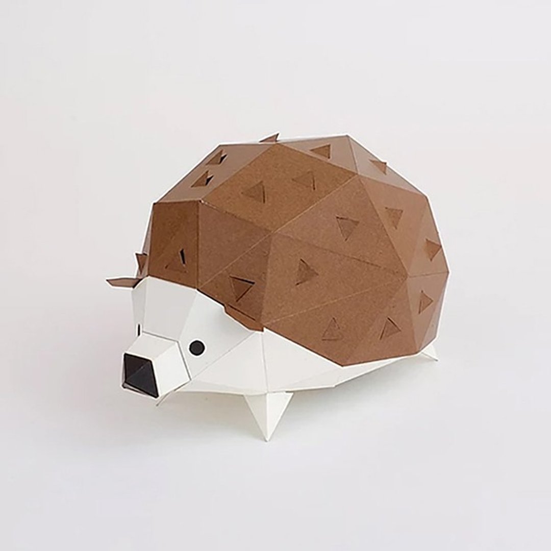 bog craft 立体动物纸艺 Hedgehog - 刺猬 Ss 小型站立式 TINY - 摆饰 - 纸 咖啡色