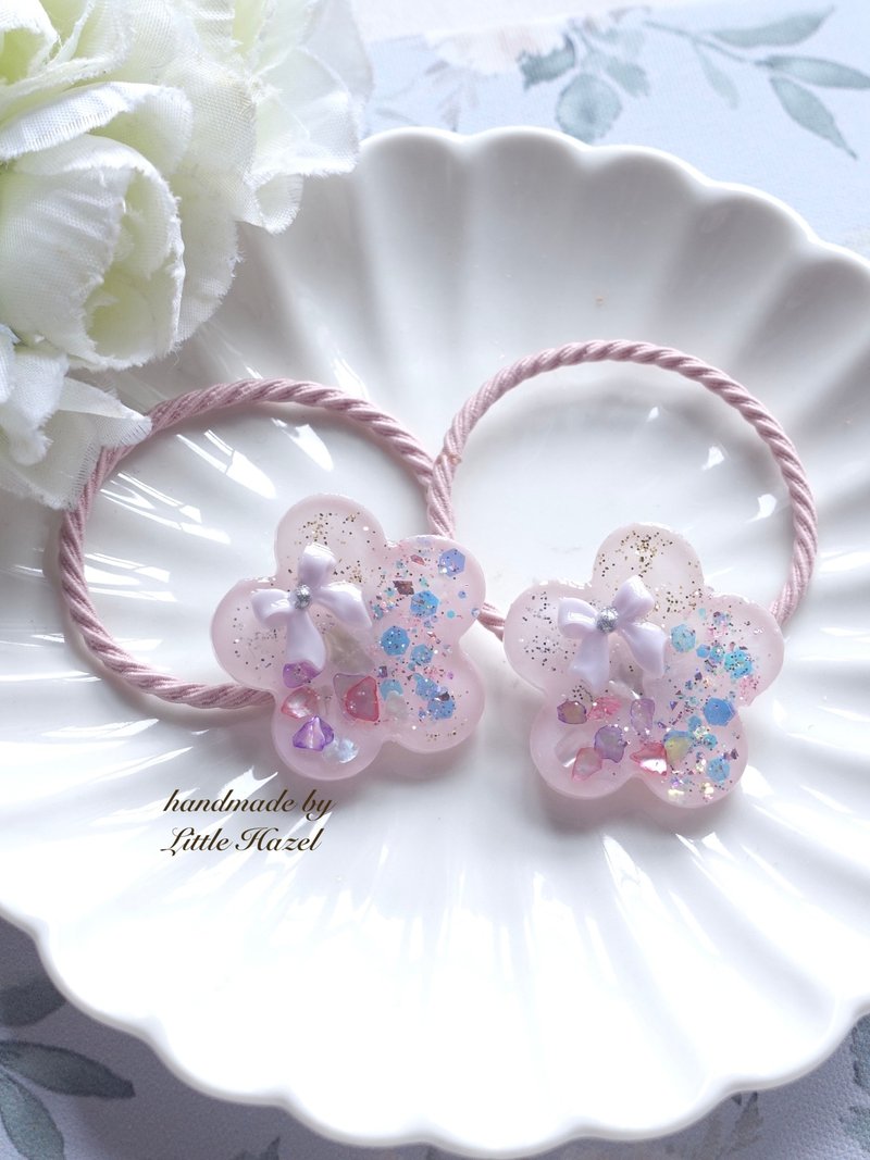 花花发圈 发束 一对 滴胶发饰  UV Resin Hair accessories - 发饰 - 其他材质 