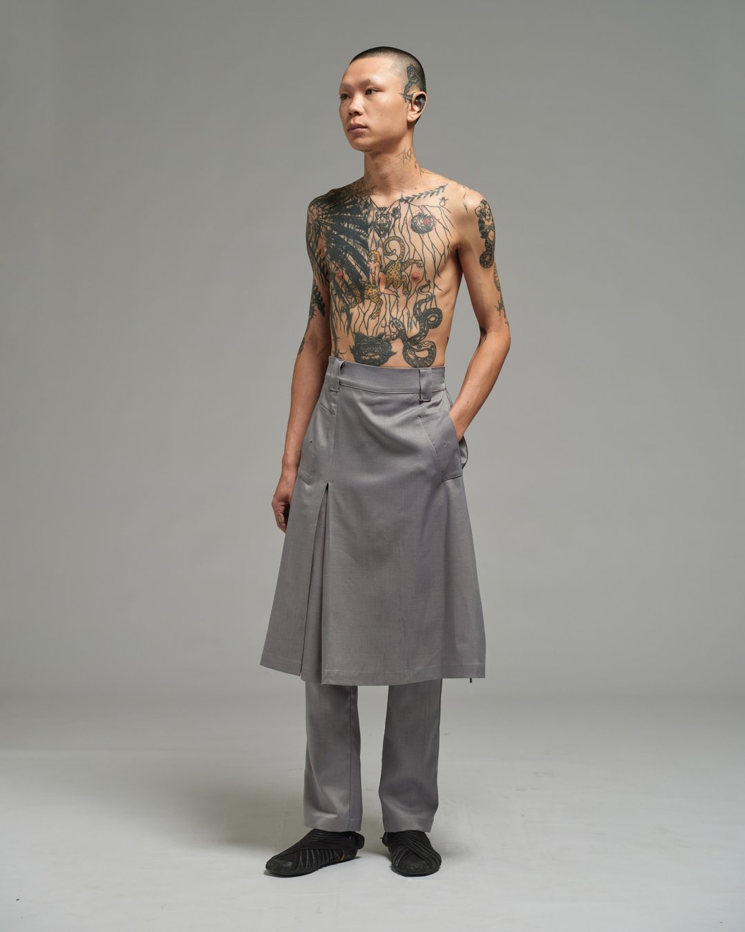 Unisex: 裙裤 (灰色)  目前无评论 - 男士长裤 - 聚酯纤维 灰色