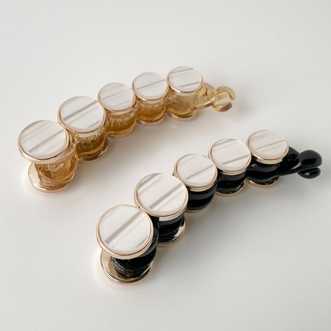 Circle Mother-of-pearl feel Banana Clip - 发饰 - 贝壳 黑色