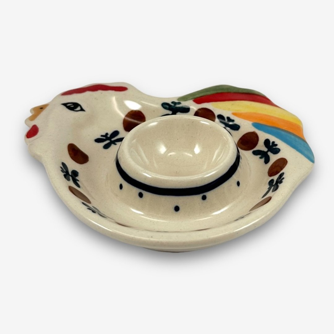 波兰手绘手工陶 - 水煮蛋杯 蛋托 早午餐 12cm 孔雀眼系列 - 咖啡杯/马克杯 - 陶 多色