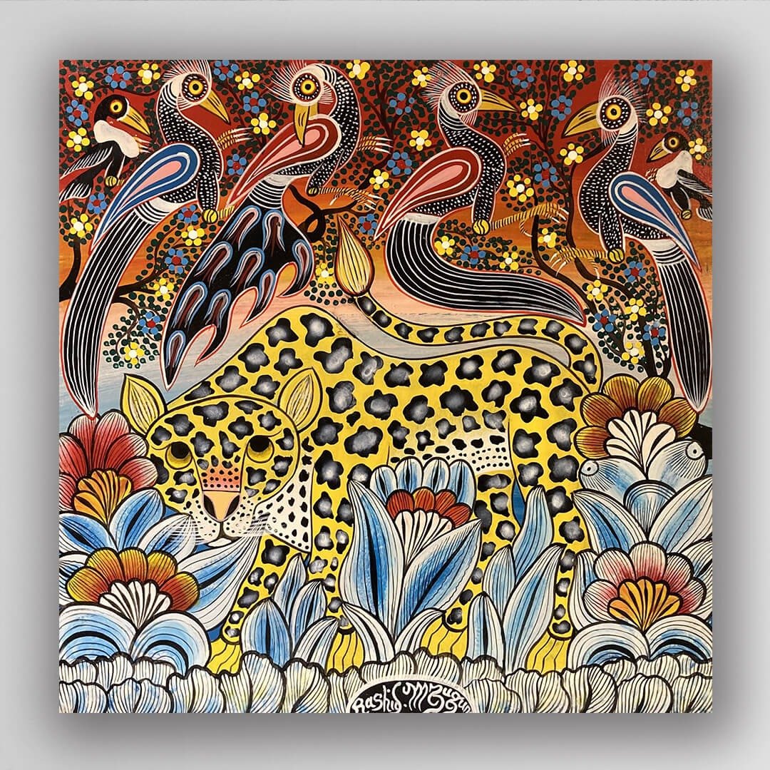 【U223花豹-R. Mzuguno】/非洲艺术空运来台/50x50cm - 海报/装饰画/版画 - 其他材质 