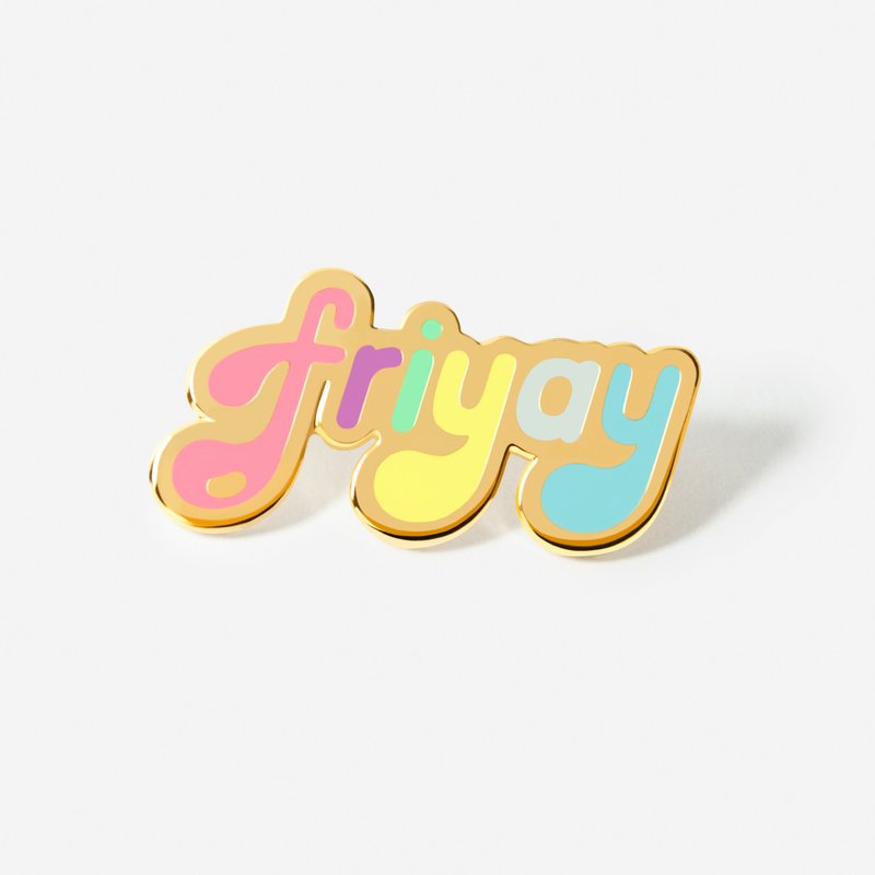 Word: Rainbow Friyay Hat/Lapel Pin - 胸针 - 珐琅 多色