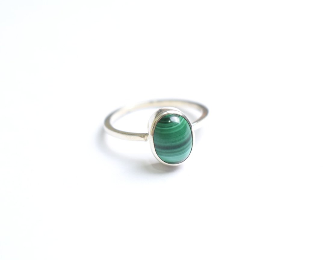 Malachite Silver ring - 戒指 - 石头 绿色