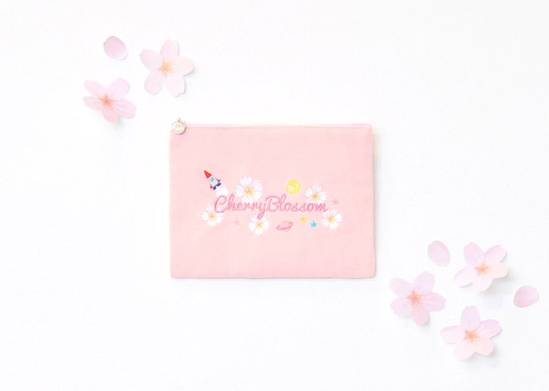 Dear My Universe 樱花星球化妆包 \ 小物包 - 粉 - 手拿包 - 其他材质 粉红色