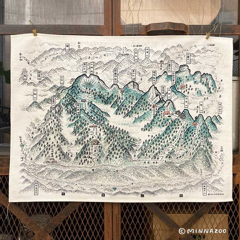 台湾地图挂布－圣棱线 - 海报/装饰画/版画 - 聚酯纤维 