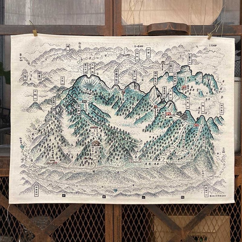 台湾地图挂布－圣棱线 - 海报/装饰画/版画 - 聚酯纤维 