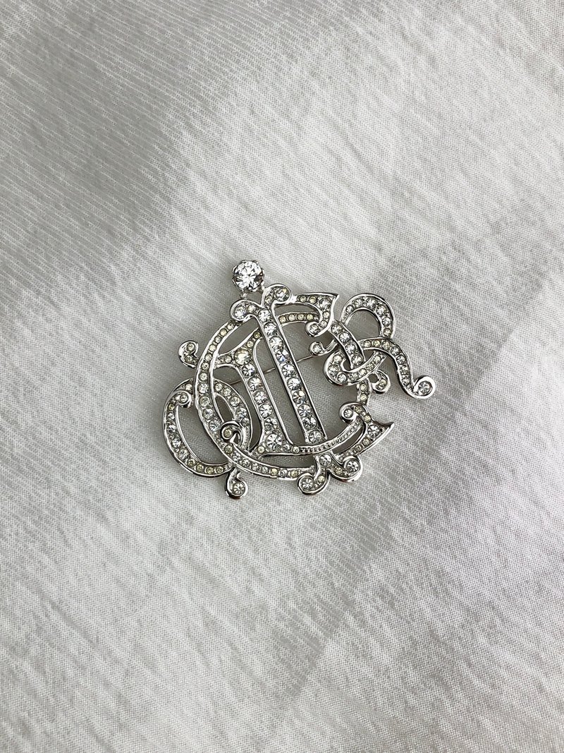 【日本直送 名牌中古包】Christian Dior 迪奥 胸针 银色 宝石 徽章 vintage zymdsu - 胸针 - 其他材质 银色