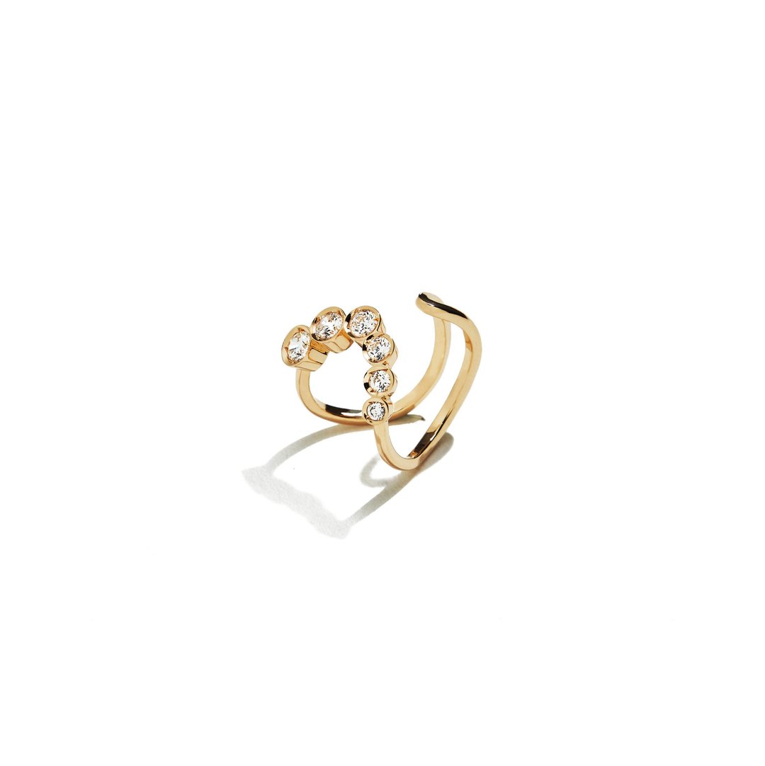 华丽宝石开口戒 925银厚镀18K金 Reinforce Diamond Ring - 戒指 - 纯银 金色
