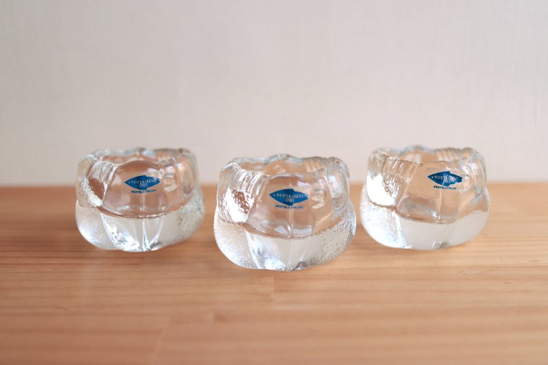 二手老件  芬兰 Nuutajärvi Tupi 小鸟系列玻璃烛杯 - 蜡烛/烛台 - 玻璃 透明