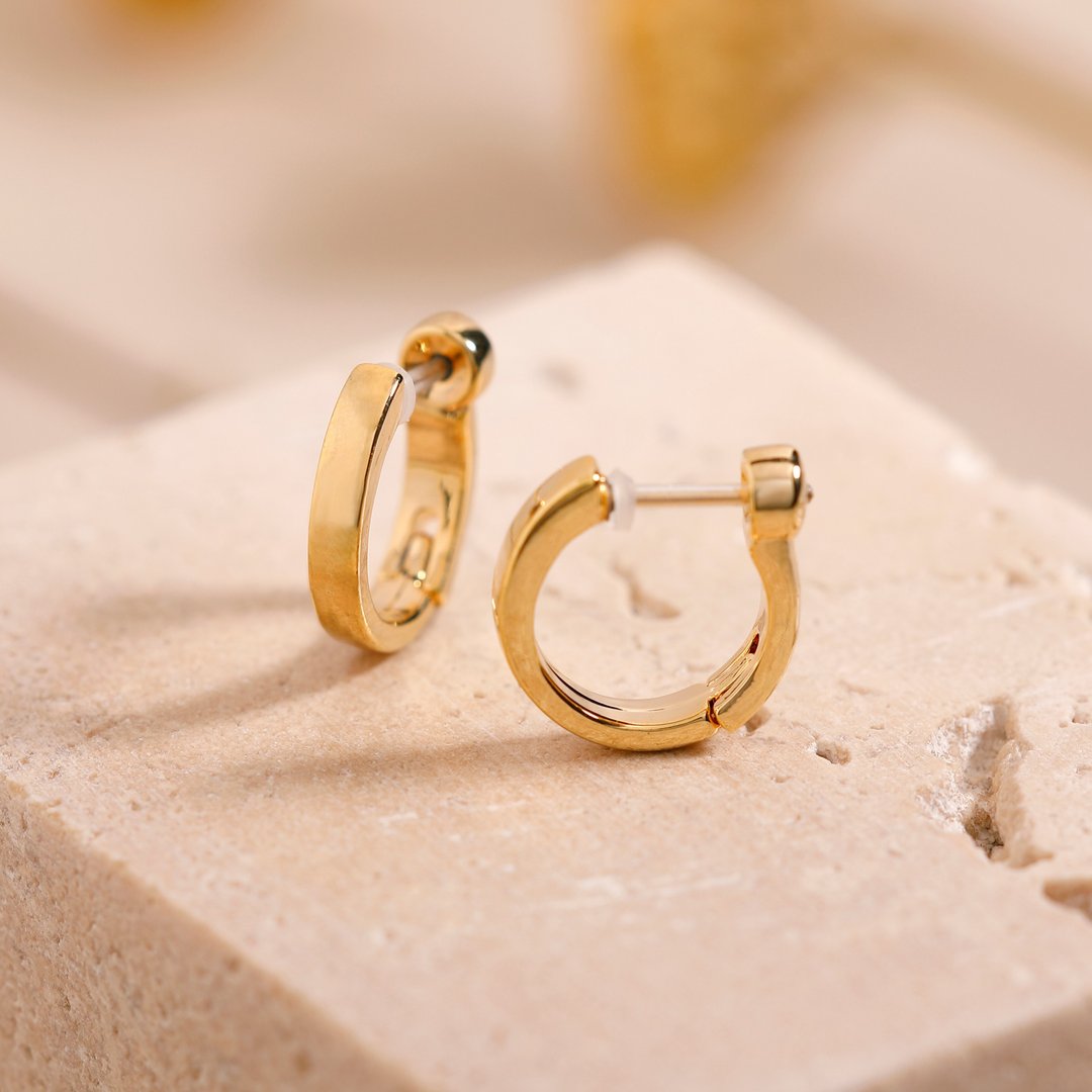 circle-plain smooth pierced earring GD 无镍 光滑耳环 简约 圆环耳环 金色 - 耳环/耳夹 - 其他金属 金色