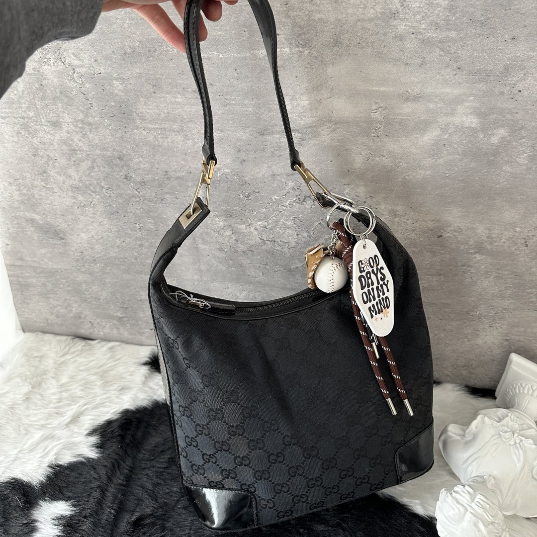 Gucci 古驰 GG monogram 腋下包 - 侧背包/斜挎包 - 棉 蓝色