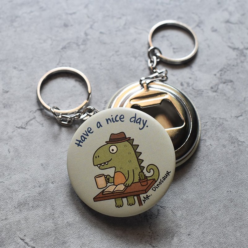 【桐鹿】恐龙先生 钥匙圈开瓶器_美好的一天 - 钥匙链/钥匙包 - 其他金属 卡其色