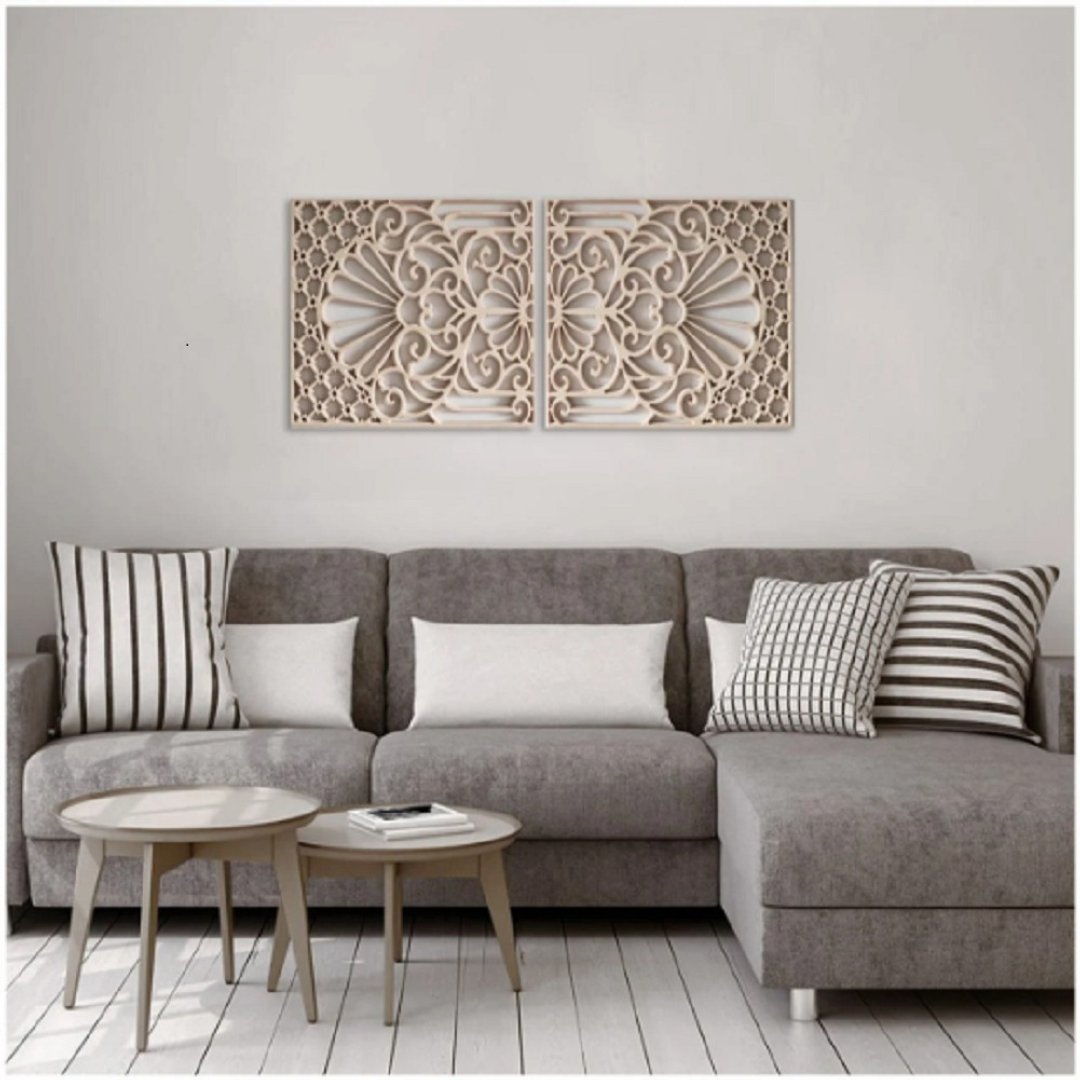 Carved panel, wood panel, wooden wall art modern, Carved wall art, Wall panno - 墙贴/壁贴 - 环保材料 