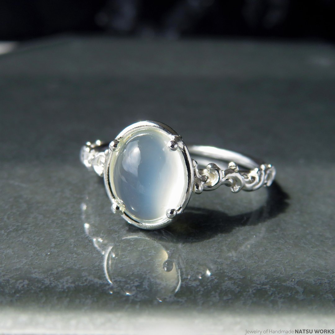 猫眼月光石 戒指 / Cat Eye Moonstone Ring 0 - 戒指 - 宝石 白色