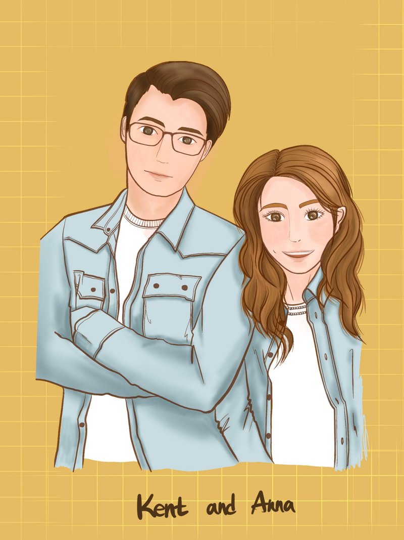 【人像插画订制】双人半身插画/电子档 - 电子手绘真人画像/绘画/插画 - 其他材质 