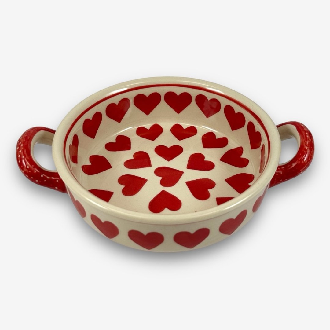 波兰手绘手工陶-双耳烤盅 19x14.5cm 红心皇后系列 设计师款 - 锅具/烤盘 - 陶 红色