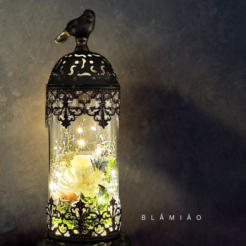 永生花烛台摆设 - 复兴时代 (雪白)(大) - 干燥花/捧花 - 植物．花 白色