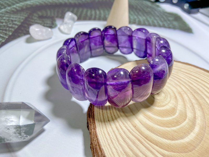|紫水晶手排|浓郁紫色|冰透体|智慧之石 - 手链/手环 - 水晶 紫色