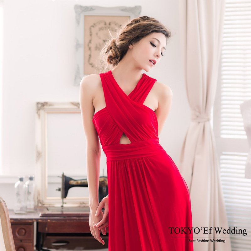 东京衣服 夏日午会 前后交叉抓皱 性感镂空 露背网纱长礼服 - 晚装/礼服 - 丝．绢 