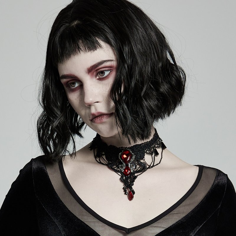 哥德美神之火宝石项链 - 项链 - 其他材质 黑色