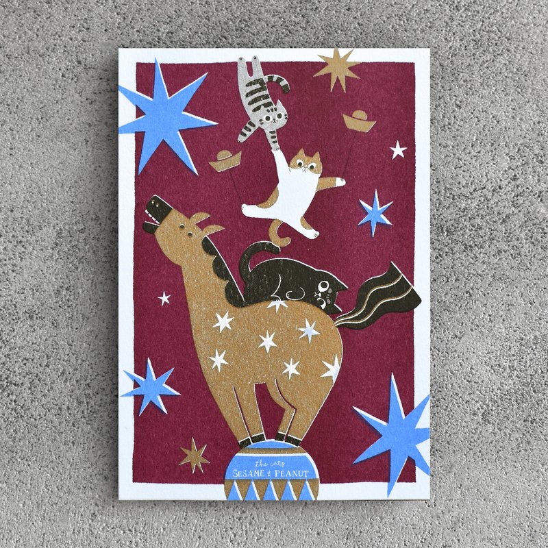 马叠叠猫贺年卡  *订单满100元才会出货喔 - 卡片/明信片 - 纸 金色