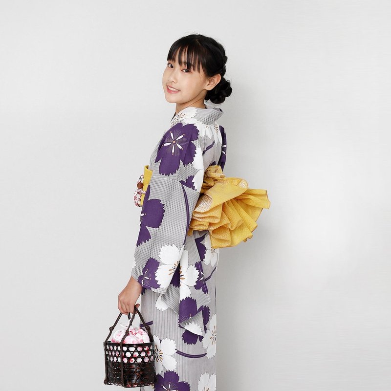 浴衣 腰封 2件组 儿童 130/140 x23-4 - 其他 - 棉．麻 紫色