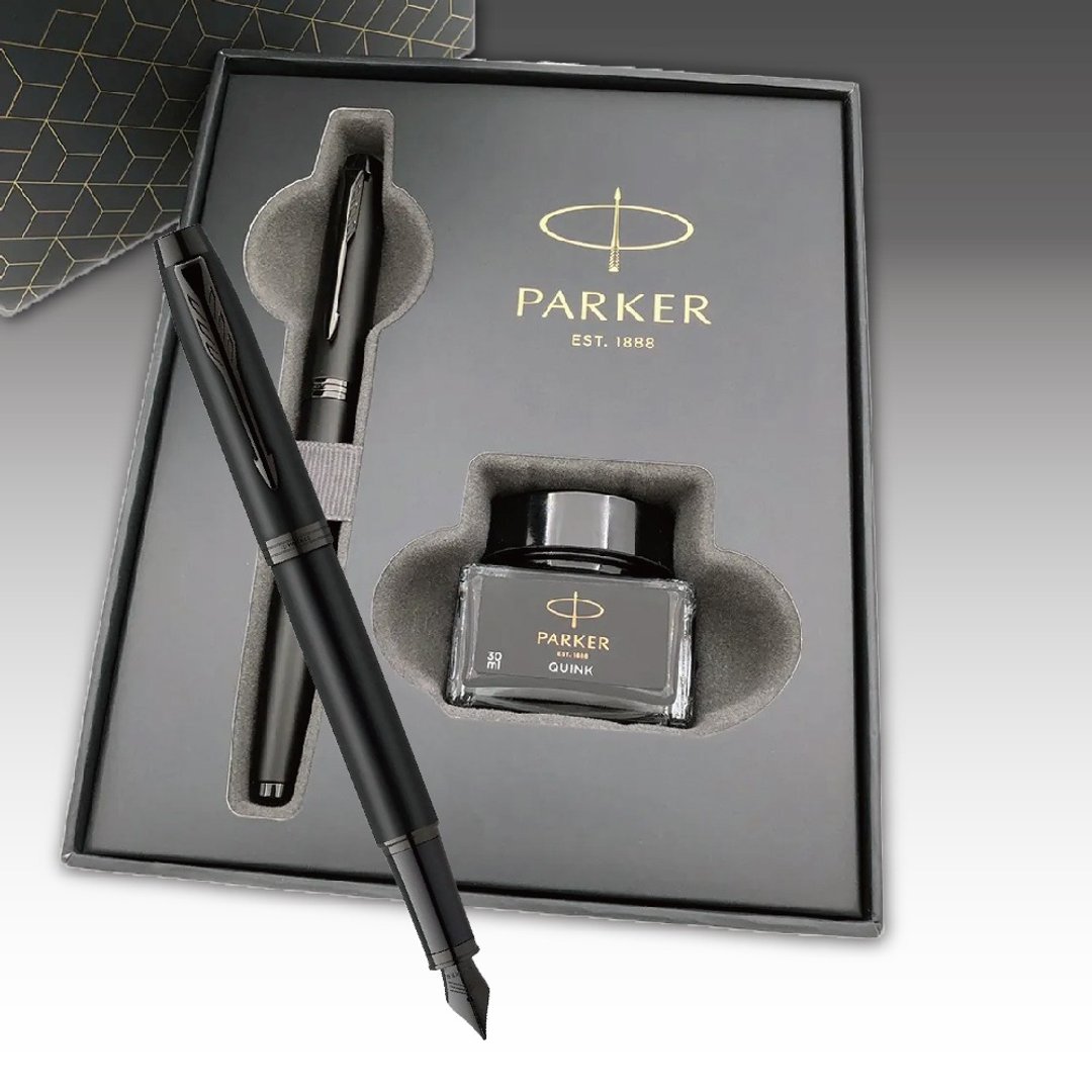 Parker 派克 理性黑钢笔墨水礼盒组  免费刻字 - 钢笔 - 其他金属 黑色