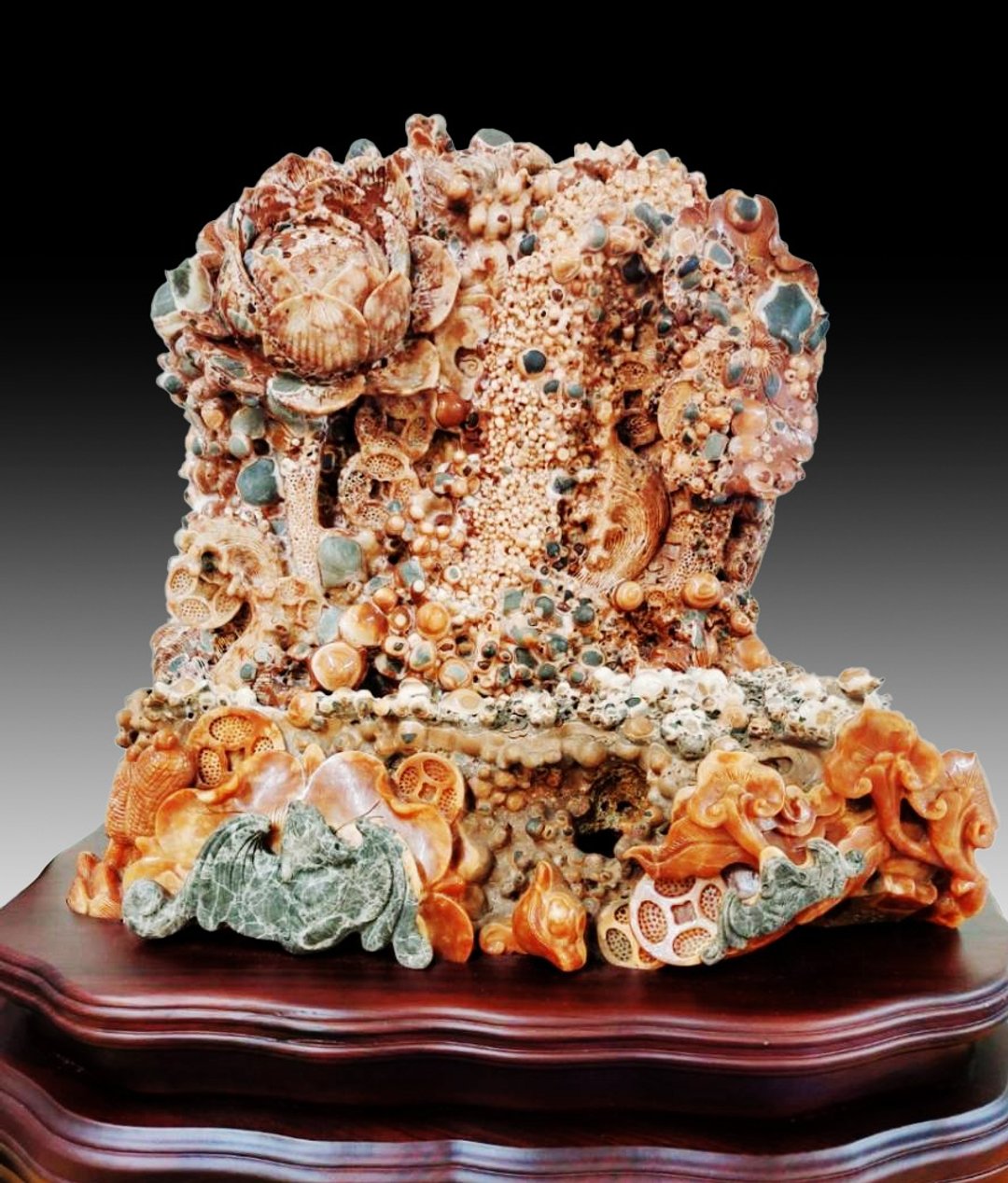 【花开富贵】 限量艺术龙宫舍利雕件 全球仅1尊 圆满 丰盛 - 摆饰 - 石头 红色
