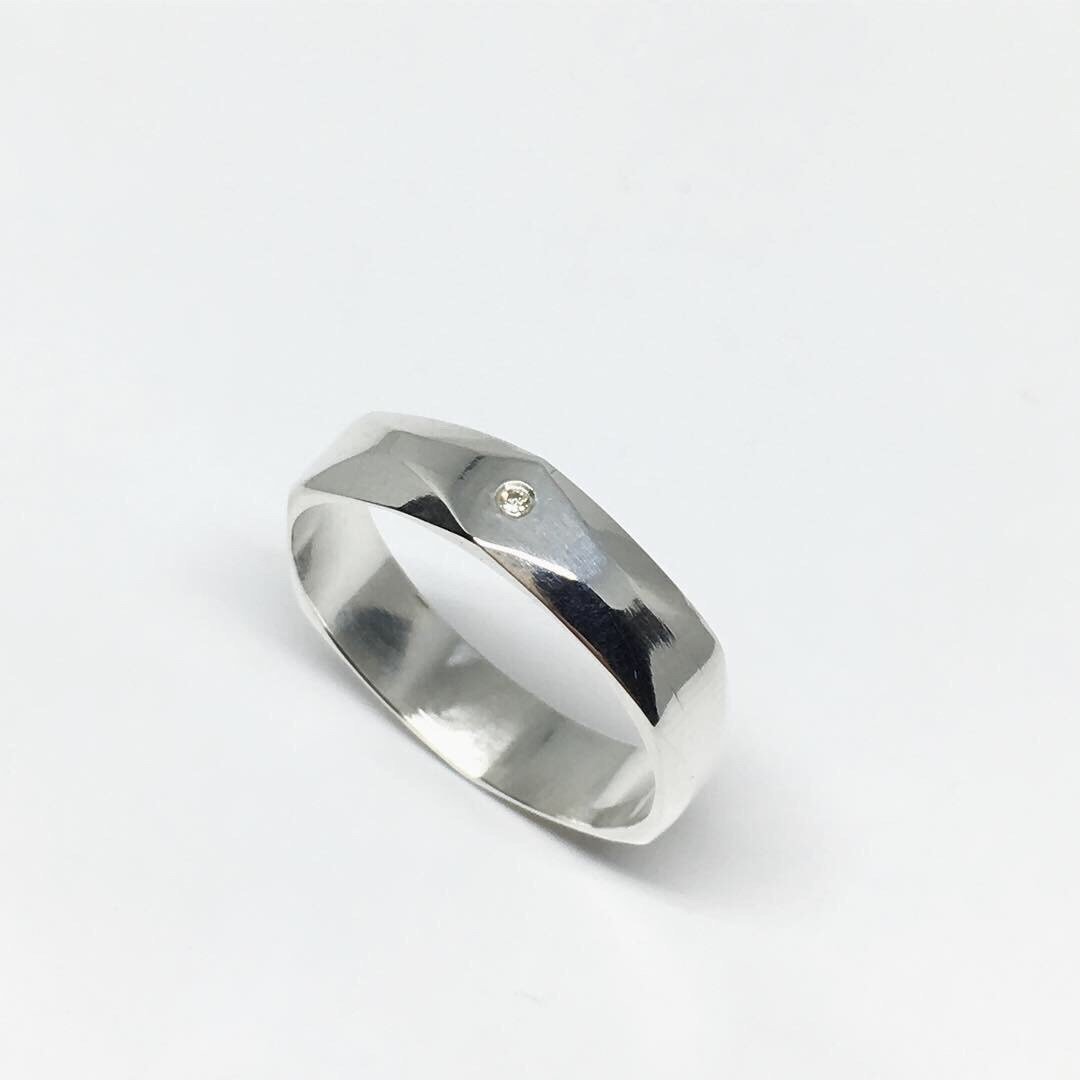 可镶嵌钻石/多角切面款/婚戒一人体验方案 - 金工/饰品 - 纯银 