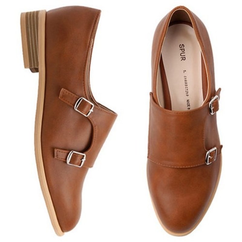 【春夏新款2017】SPUR 双带扣平底鞋 JS7021 CAMEL - 女款休闲鞋 - 真皮 