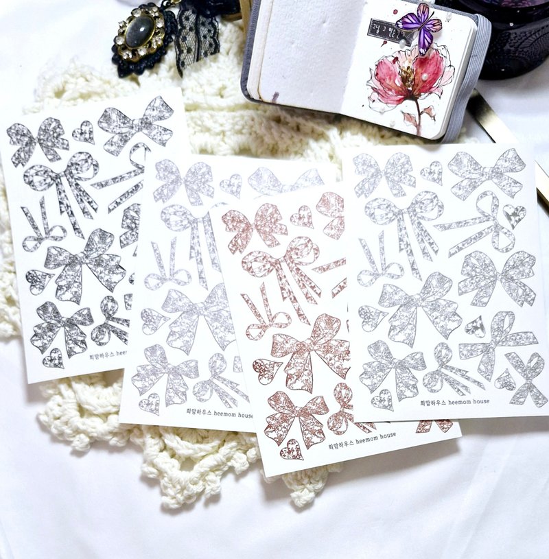 古董缎带纸贴纸 - 贴纸 - 纸 白色