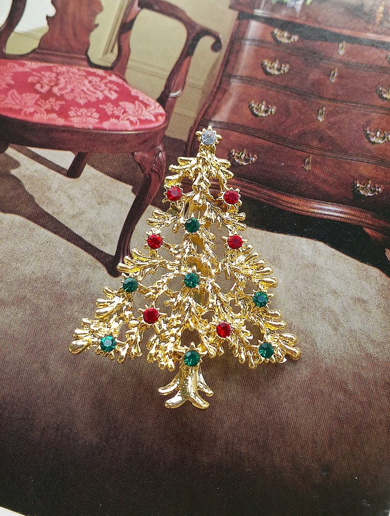 Vintage Jewelry 西洋古董饰品 优雅 圣诞树 别针 - 徽章/别针 - 其他金属 金色