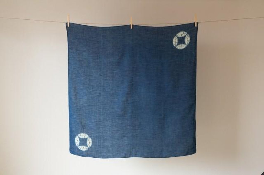 Genuine indigo dyed hemp furoshiki (cloisonne / light indigo) - 其他 - 棉 蓝色