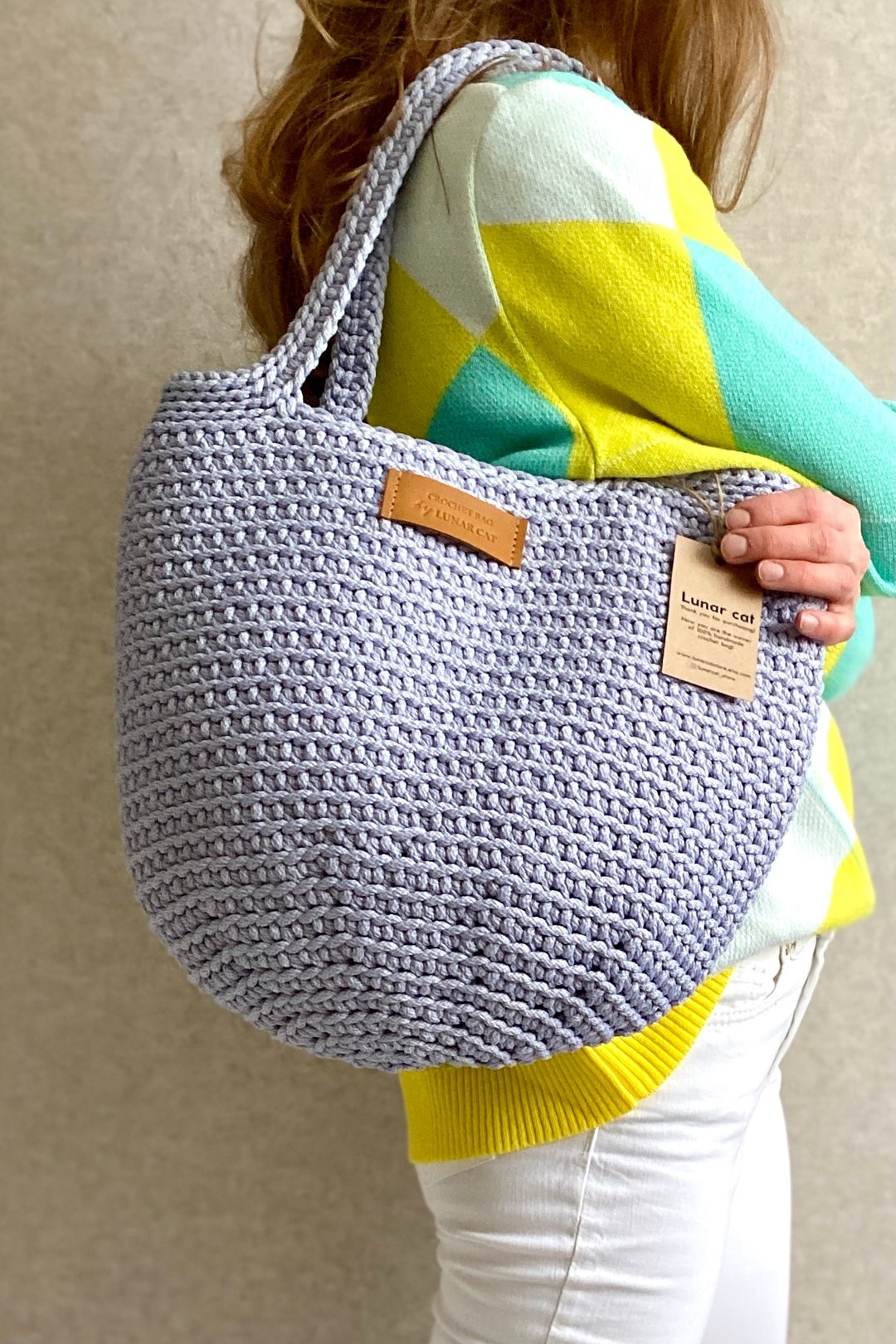 Crochet Tote Bag XL size,  Crochet Beach Bag, Crochet Market Bag - 手提包/手提袋 - 聚酯纤维 多色