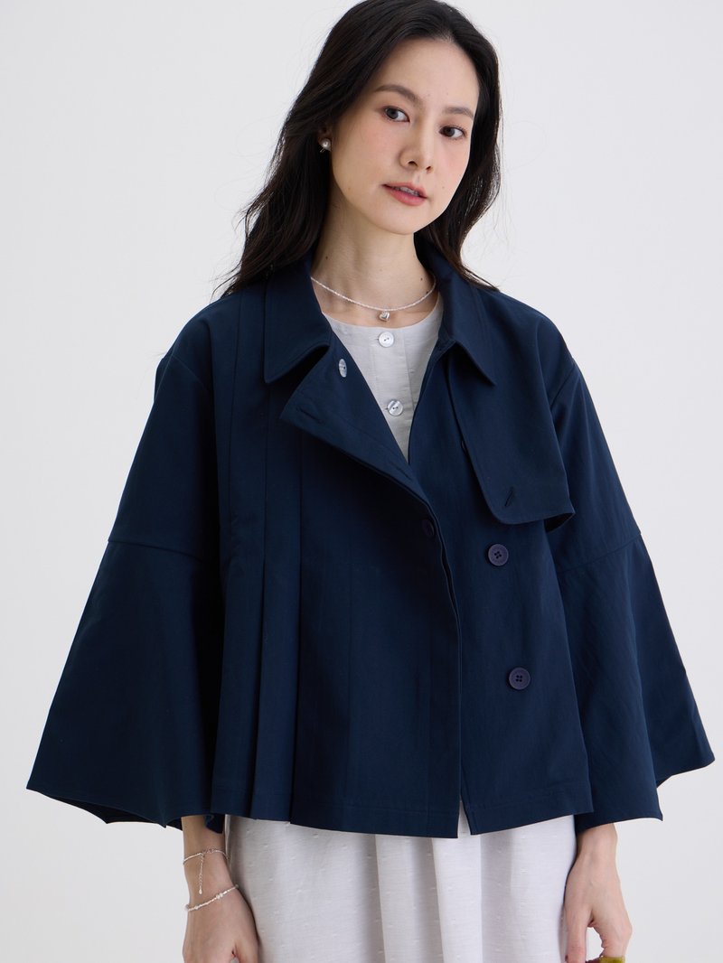 玛琪长袖造型风衣外套-山岚 - 女装休闲/机能外套 - 聚酯纤维 蓝色