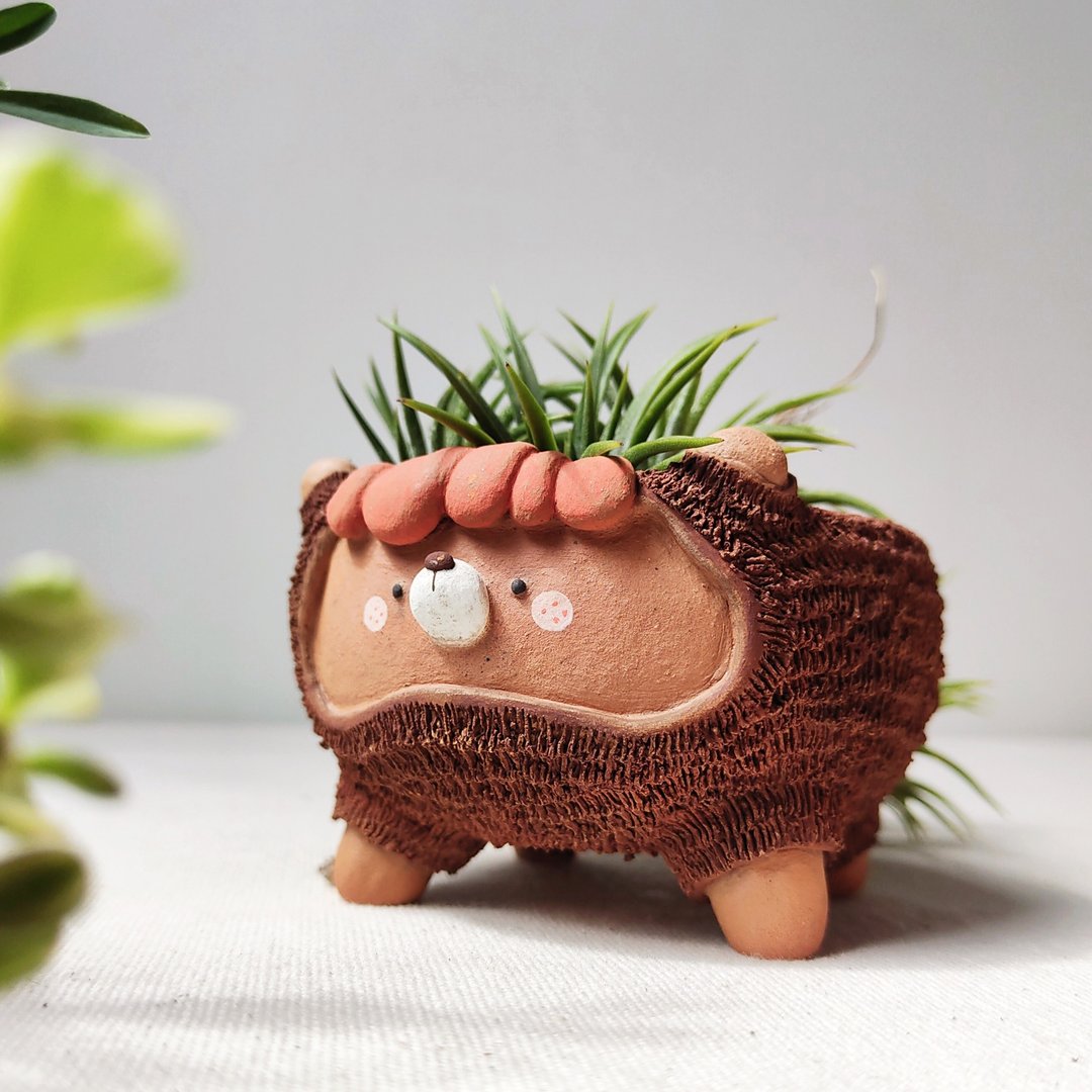 Bobby the planter. Handmade terracotta 花盆 - 花瓶/陶器 - 陶 