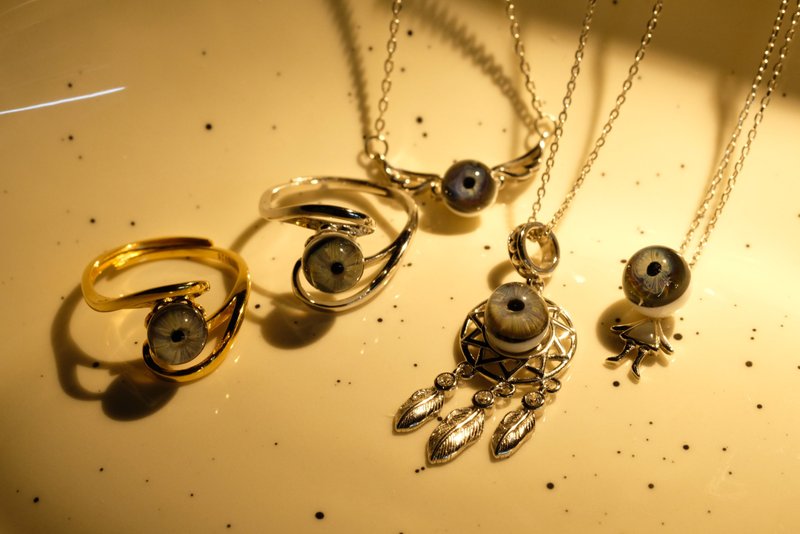 Eyeball 玻璃眼球项链 - 项链 - 玻璃 银色