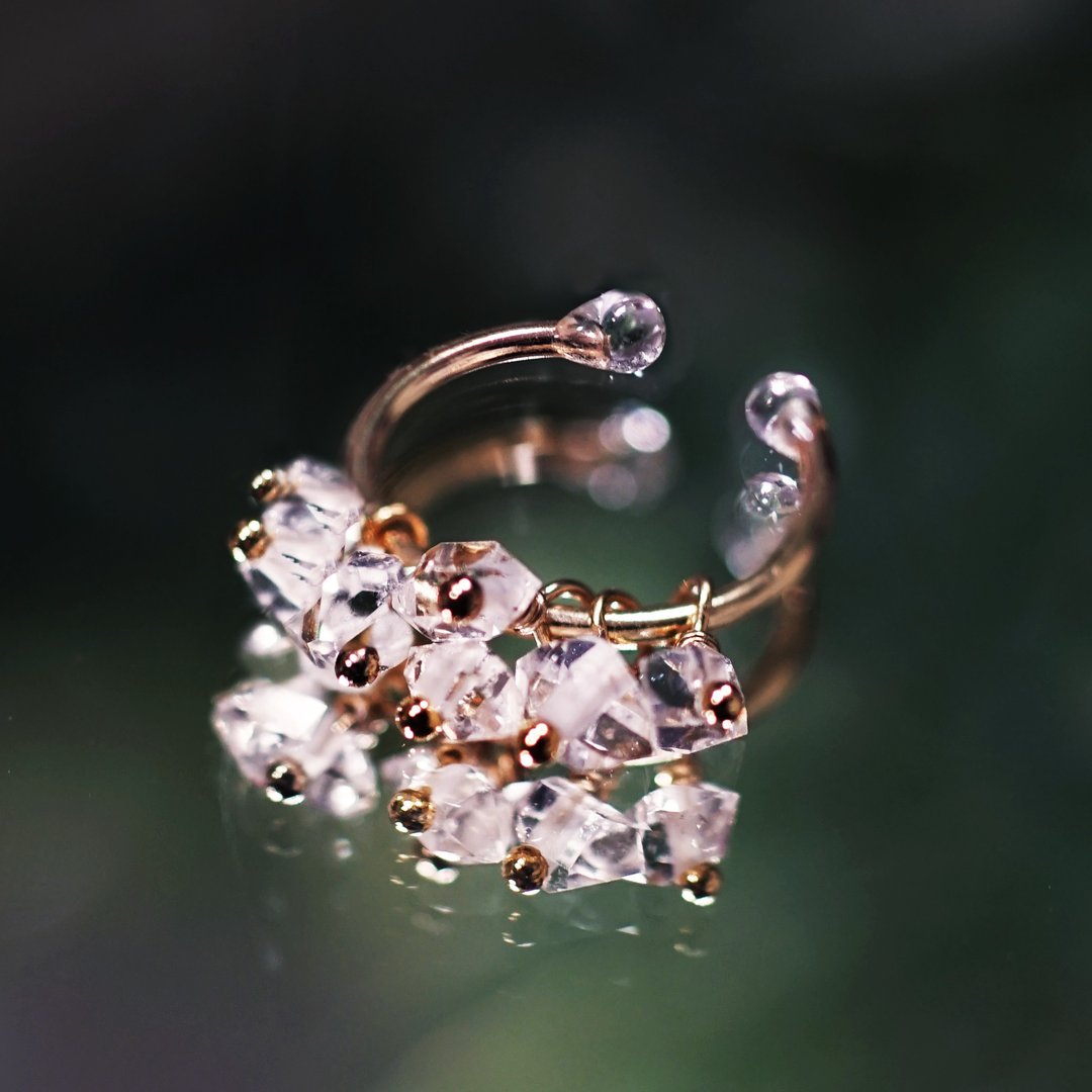 14KGF Herkimer Diamond Sharara Ear Cuff Lydia - 耳环/耳夹 - 宝石 透明
