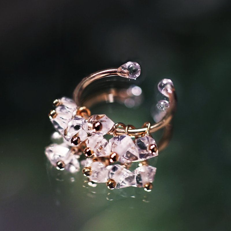 14KGF Herkimer Diamond Sharara Ear Cuff Lydia - 耳环/耳夹 - 宝石 透明