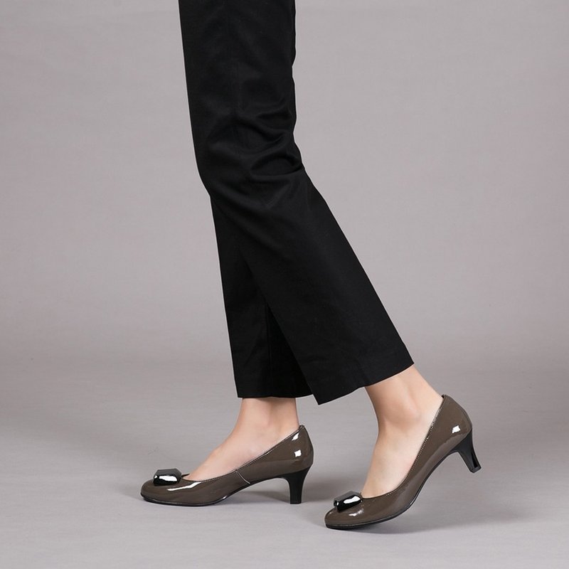 限量折扣【雨天昂首】优雅方块防水中跟鞋-德列深灰 - 高跟鞋 - 防水材质 灰色